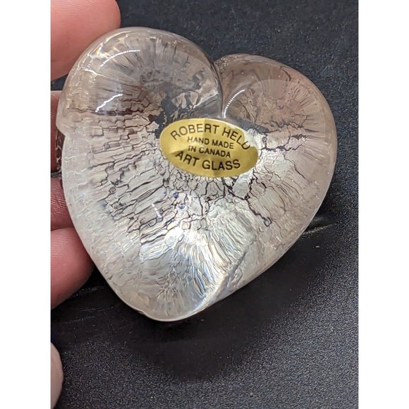 Robert Held Brutalist Gold Metallic Hand Blown Heart Art Glass Paperweight - Picture 6 of 9